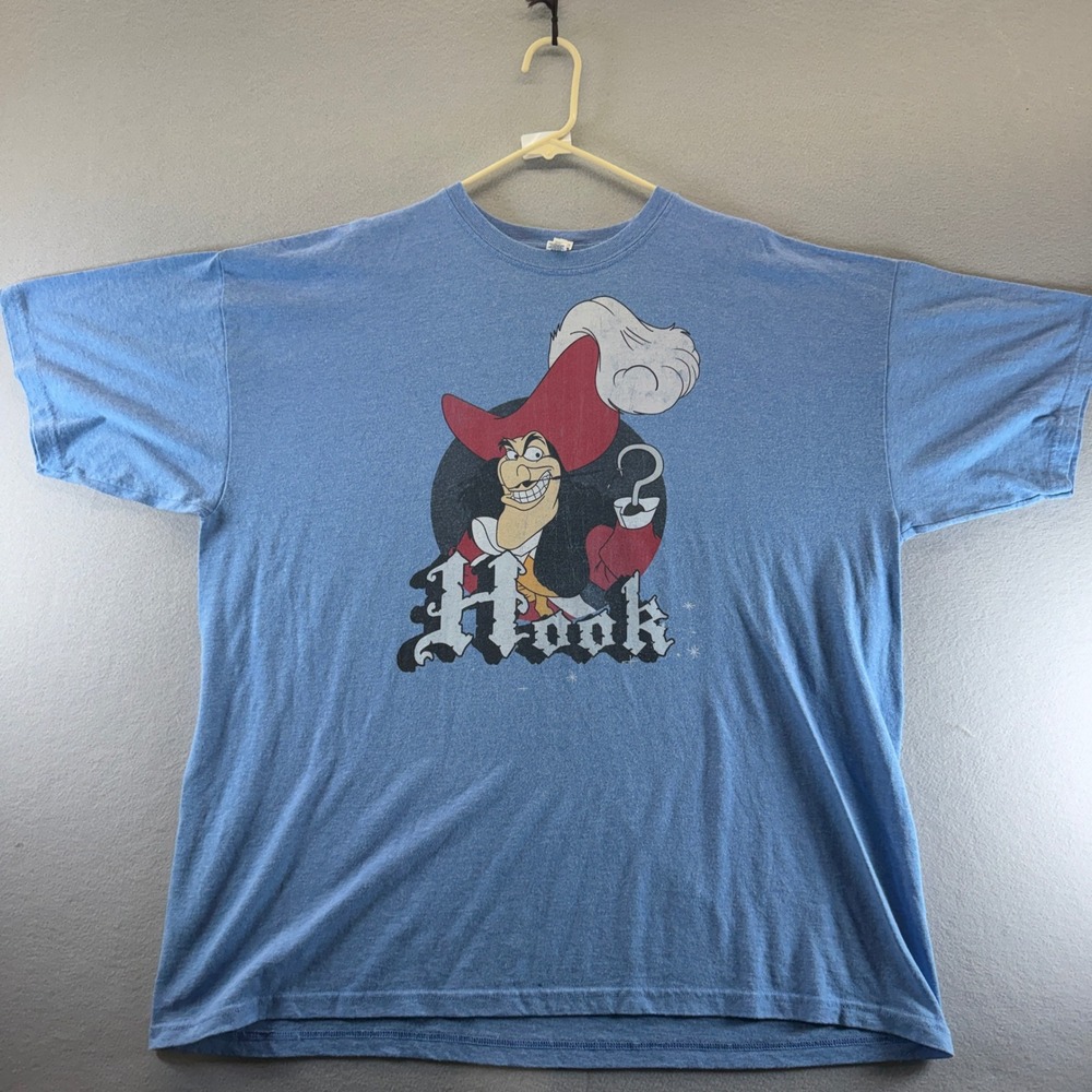 Disney Captain Hook Peter Pan T-Shirt Mens XXL Blue Heather M&O Gold Graphic Tee